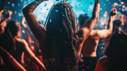 A vibrant festival parade during Rio de Janeiro’s Carnival, featuring extravagant floats, dancers...