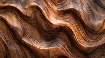 Fototapeta premium Abstract Wavy Brown Wood Texture Rich, Dark Walnut Grain Background for Design