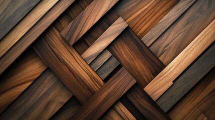 Abstract Interlocking Dark Brown Wood Texture Background Diagonal Pattern of Rich Wooden Planks for Design