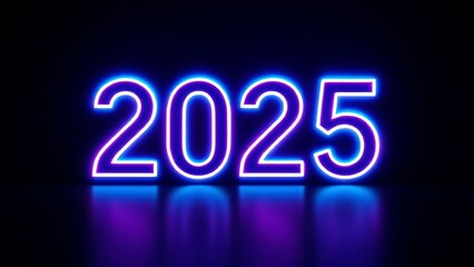 Minimalist 2025 design with neon typography, symbolizing a modern, futuristic look for the upcoming year. Ideal for New Year celebrations, digital art, and design themes.