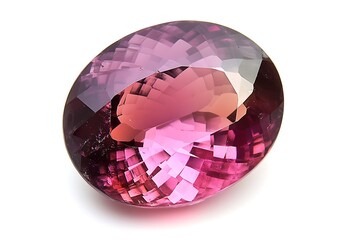 stone pink tourmaline isolated on white