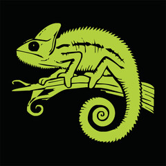 Chameleon cartoon vector art and illustration
