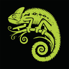Chameleon cartoon vector art and illustration