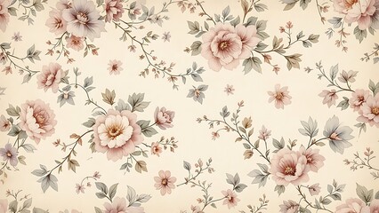 Vintage floral pattern with muted tones and intricate details, offering a timeless and elegant design. Ideal for vintage, fashion, and home decor projects with a classic aesthetic.