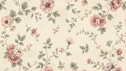 Vintage floral pattern with muted tones and intricate details, offering a timeless and elegant design. Ideal for vintage, fashion, and home decor projects with a classic aesthetic.