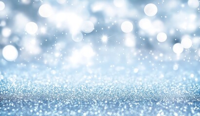 Fototapeta premium Abstract Blue Holiday Background with Scattered Lights and Text Space for Christmas, New Year Celebrations