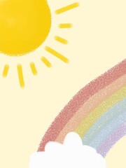 sun cloud and rainbow illustrations