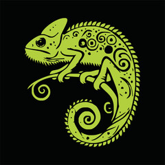 Chameleon cartoon vector art and illustration