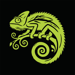 Chameleon cartoon vector art and illustration
