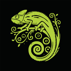 Chameleon cartoon vector art and illustration