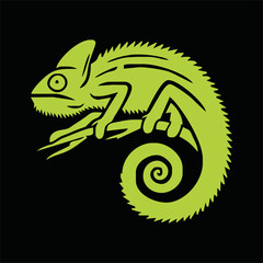 Chameleon cartoon vector art and illustration
