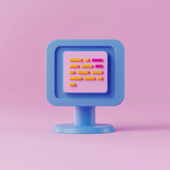 colorful computer monitor with abstract design on pink background