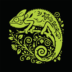 Chameleon cartoon vector art and illustration