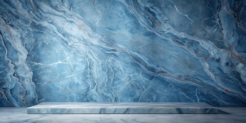 Serene Blue Marble Platform Display Background for Product Presentation
