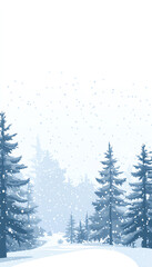 Obraz premium A serene winter landscape featuring snow-covered trees and a tranquil atmosphere.