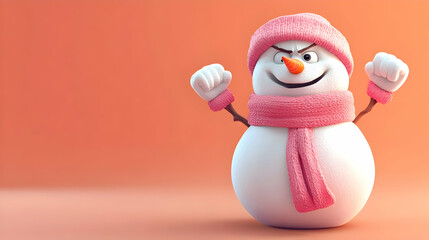Fototapeta premium 3D Cartoon Snowman Illustration
