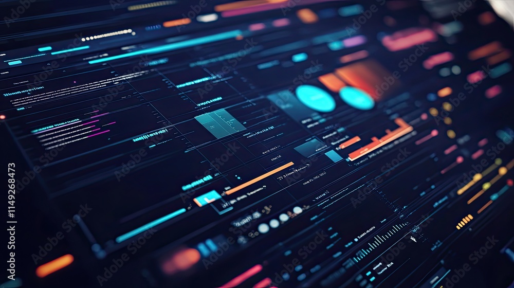 Aufkleber futuristic digital interface: data visualization and technological advancement