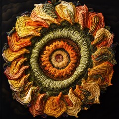 if nature could crochet a leaf, coral, fractals, golden ratio, spiral, vibrant impossible colors