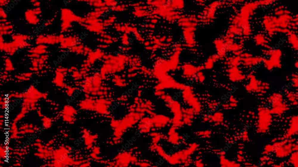 Poster red waving particles in the abstract space, computer generated 3d rendering liquid surface. abstract