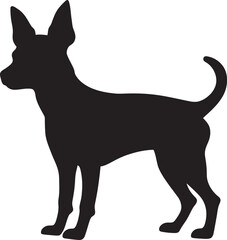 Rat Terrier Silhouette Vector Illustration White Background