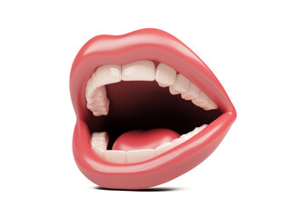 Naklejka premium Realistic 3d design of mouth talk at megaphone isolate on white background