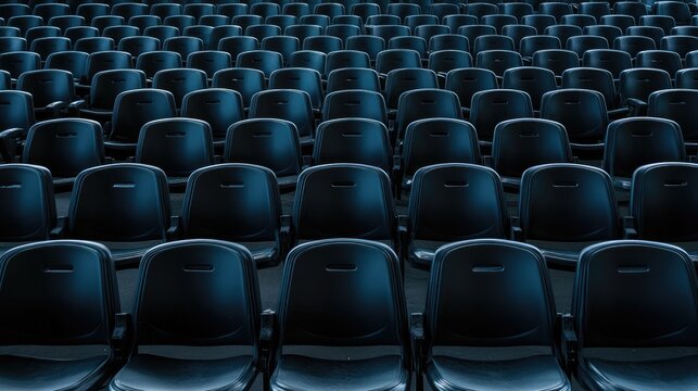 Seats of black tribune on sport stadium. empty outdoor arena. concept of fans. chairs for audience. cultural environment concept. color and symmetry. empty seats. modern stadium