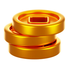 3d rendering chinese coin stack icon. Chinese new year icon concept