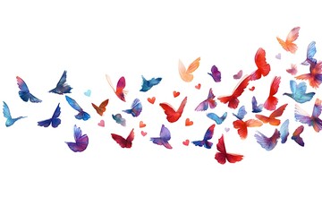 hearts flying isolated on white