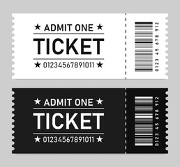 Ticket. White and Black Ticket Design for Entry. Admit One Example. Raffle design