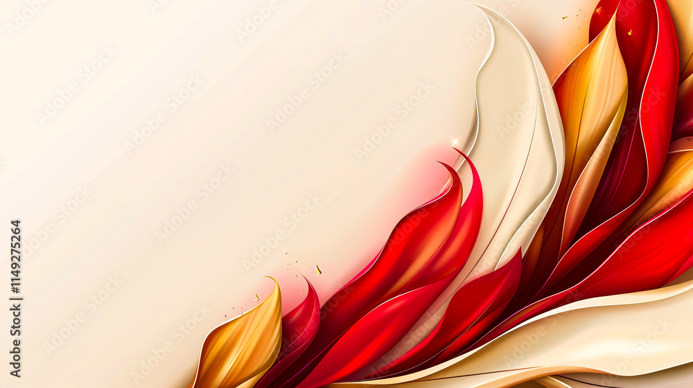 Poster abstract red and beige flowing background with smooth transitions and copy space, ideal for modern c