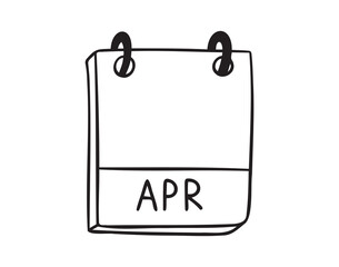 April calendar month page hand drawn doodle icon. Outline line symbol for planning. Single calendar element.