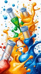 Colorful Liquid Explosion in Test Tubes