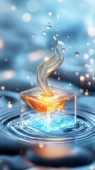 Liquid Gold Splash in Ice Cube.