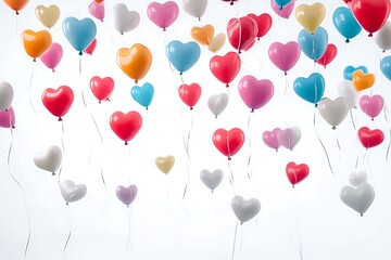 heart shaped balloons flying isolated on white