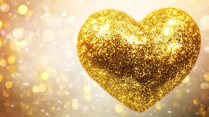 Fototapeta premium golden heart with sparkles isolated on white