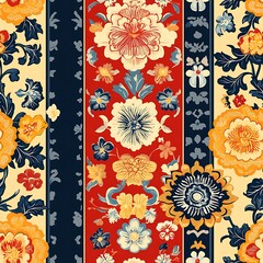 Vivid Floral Pattern Featuring Striking Combination of Colors