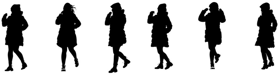 Silhouettes of Women in Winter Coats