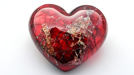 Fototapeta premium bright red heart isolated on white
