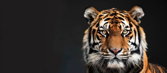 Fototapeta premium Tiger face portrait, dark background