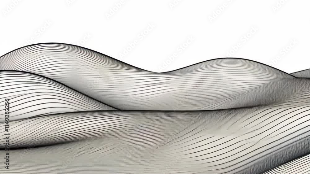 Poster abstract lines create fluid wave patterns in a minimalist composition showcasing movement and flow