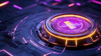 neon tech hud interface, abstract background - cyberpunk aesthetics