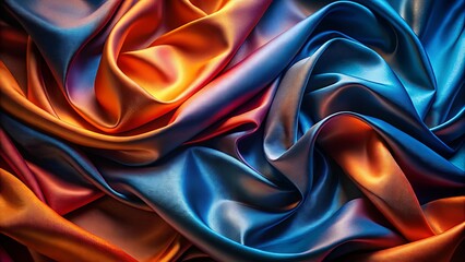 Obraz premium Abstract Draped Fabric in Blue and Orange Hues, Showing Luxurious Texture and Subtle Gradient Color Shifts