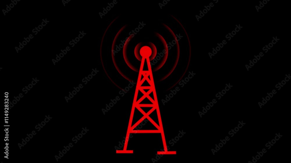 Aufkleber wave signal tower animated icon wave signal tower looping circle 4k wireless tower with radio waves.