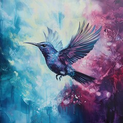 Vibrant Hummingbird in Flight: An Abstract Masterpiece