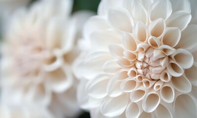 白いダリアの花が鮮やかに咲いている様子をアップで捉えた