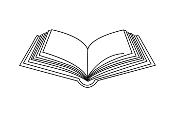 online Drawing of a book single line art design on white background 
