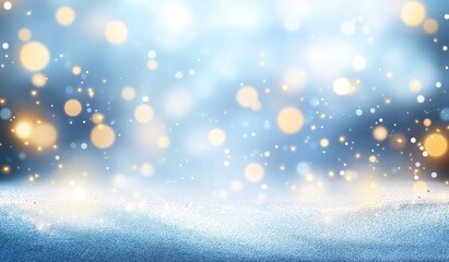 Abstract Blue Holiday Background with Scattered Lights and Text Space for Christmas, New Year Celebrations