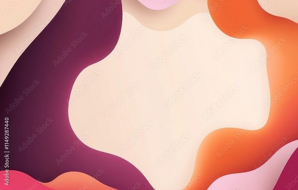 Poster abstract paper cut background with vibrant colors and a central empty space.