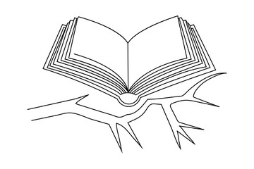 online Drawing of a book single line art design on white background 
