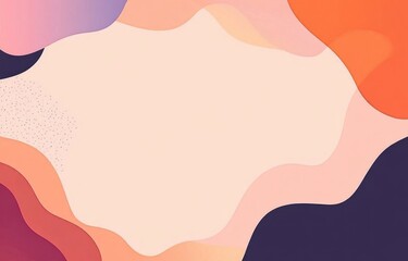 Abstract pastel color waves frame background.